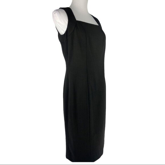Insight Women's Black Square Neck Minimalist Luxury Career Sheath Dress 6/C34 - Picture 3 of 8